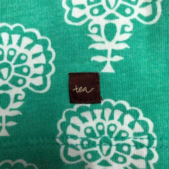 Tea Collection dress turquoise with white print flutter sleeve size 12-18 months - Picture 4 of 6